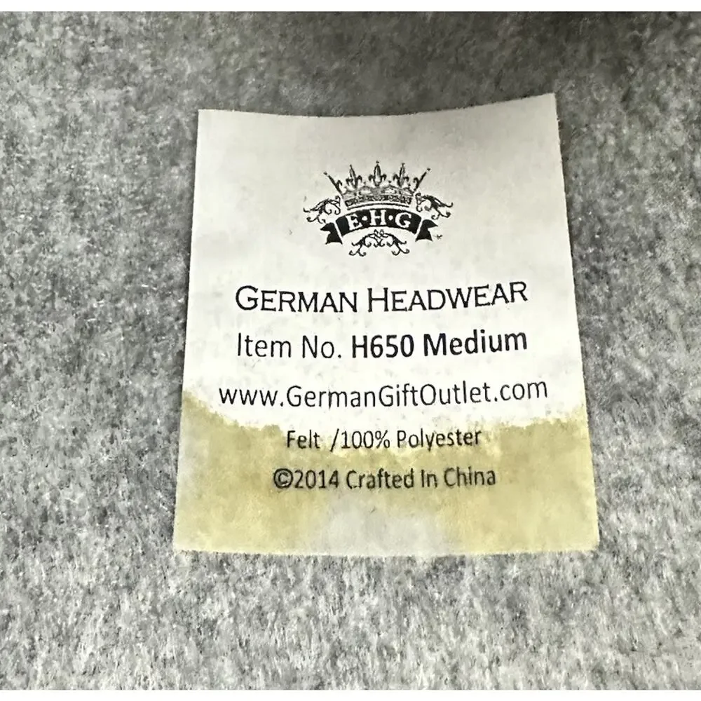 Allen Wool Hat Medium H650 German Oktoberfest W/ Feather Gray Green Sweatband